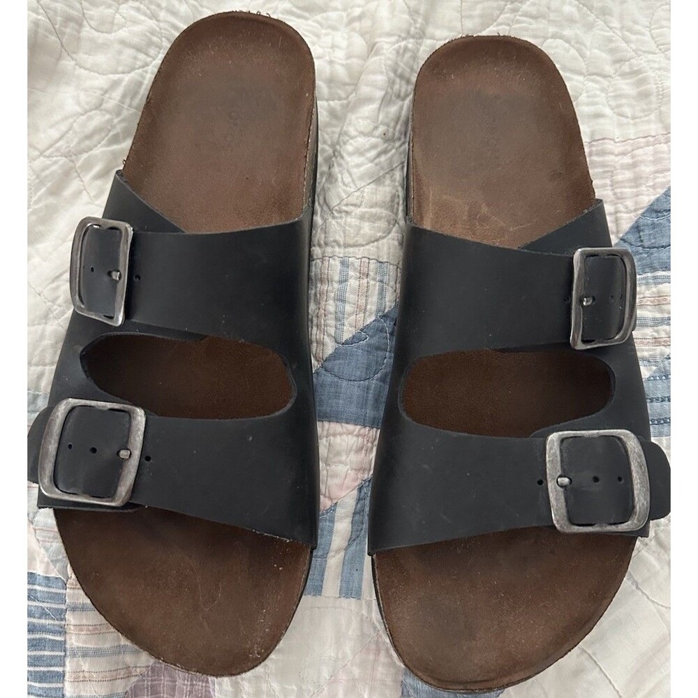 Black Boho Sandals Birkenstock-Inspired, Summer Ready Cork Sandals, sz 10
